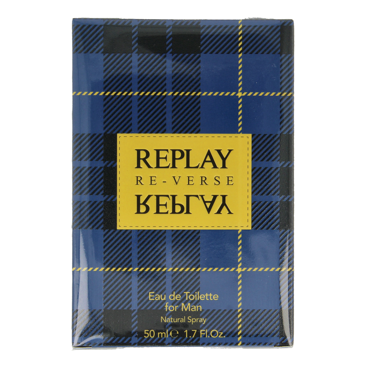 Replay Sign Reverse Man eau de toilette bottle with 50ml capacity, featuring sleek design and brand logo on the packaging.