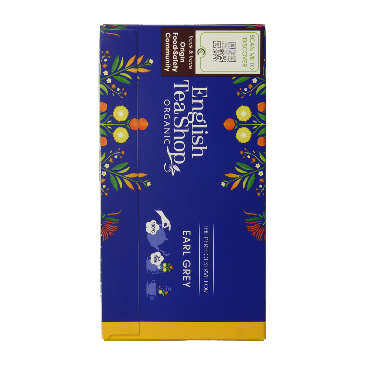 English Tea Shop Earl Grey bio tea bags, 20-count, natural organic black tea with bergamot flavor, in a resealable package.