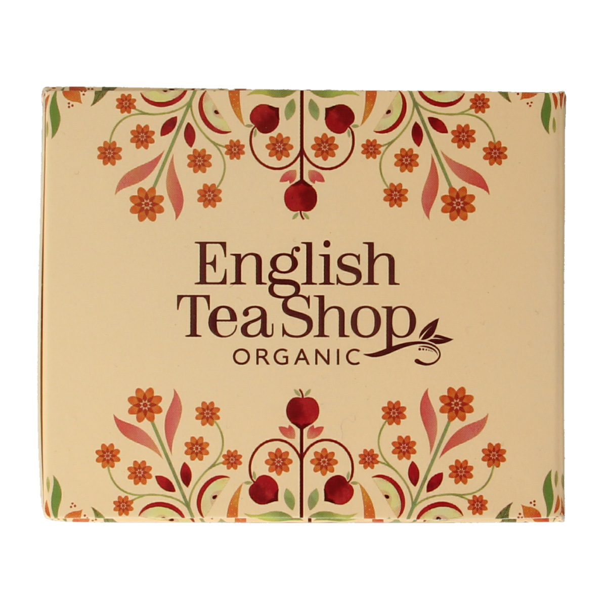 English Tea Shop Happy Me organic tea bags, 20 count, featuring colorful packaging and fresh herbal tea blends.