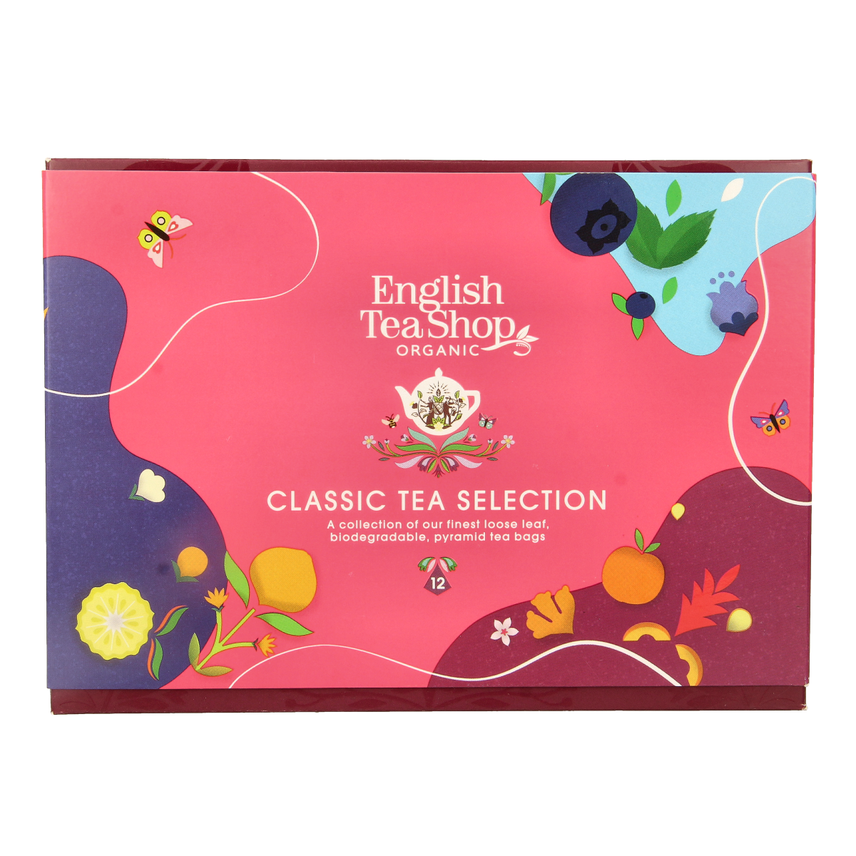 English Tea Shop Classic organic tea box with 12 tea bags, natural and flavorful brew for tea lovers.