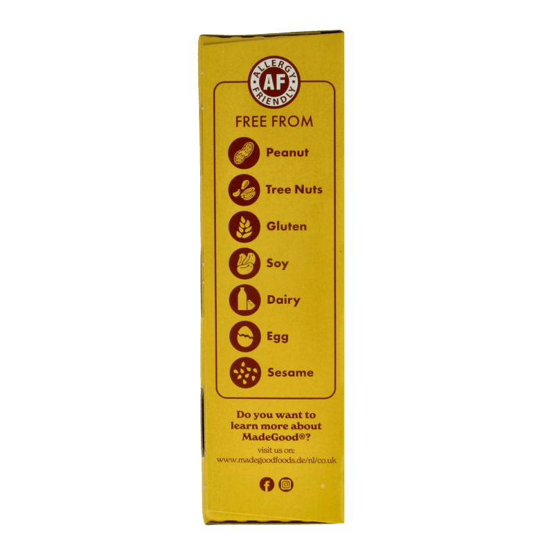 Made Good chocolate banana granola bars, 24g each, in a pack of six, showing the snack bars with chocolate and banana flavor.