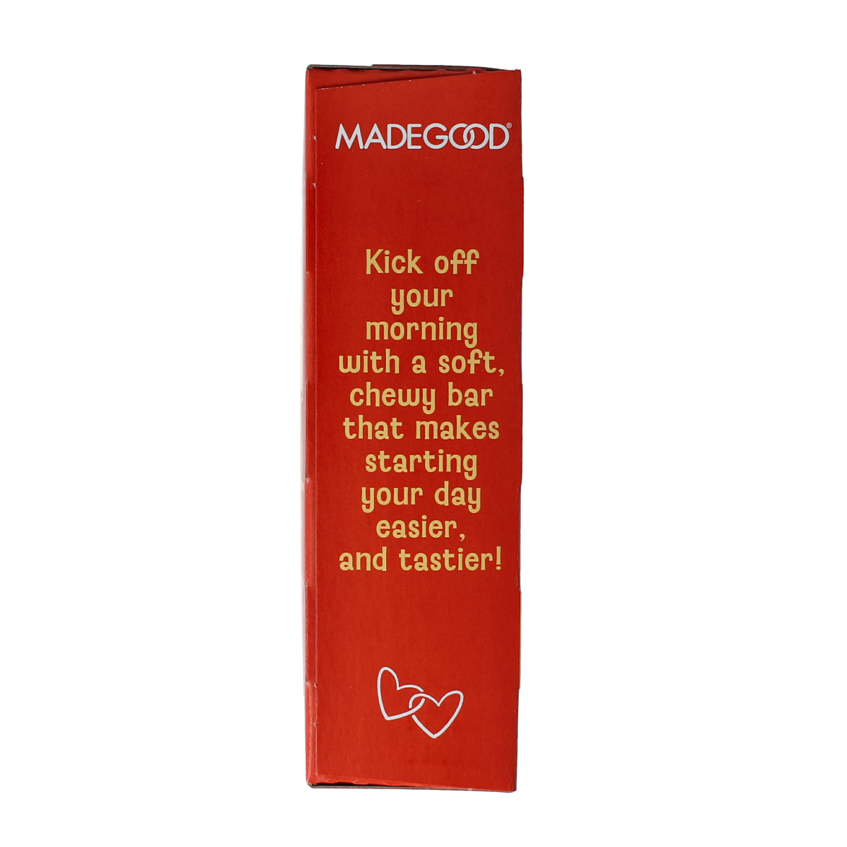 Made Good Morning Bar cinnamon bun flavor, organic snack bar with visible cinnamon swirl and crunchy texture.