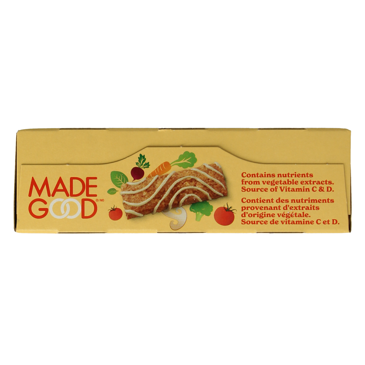 Made Good Morning Bar cinnamon bun organic snack pack showing five individually wrapped cinnamon-flavored snack bars.