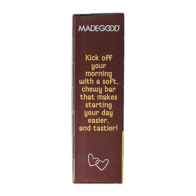 MadeGood Mornings chocolate chip snack bars, organic, 5-pack, healthy gluten-free breakfast and snack options displayed.