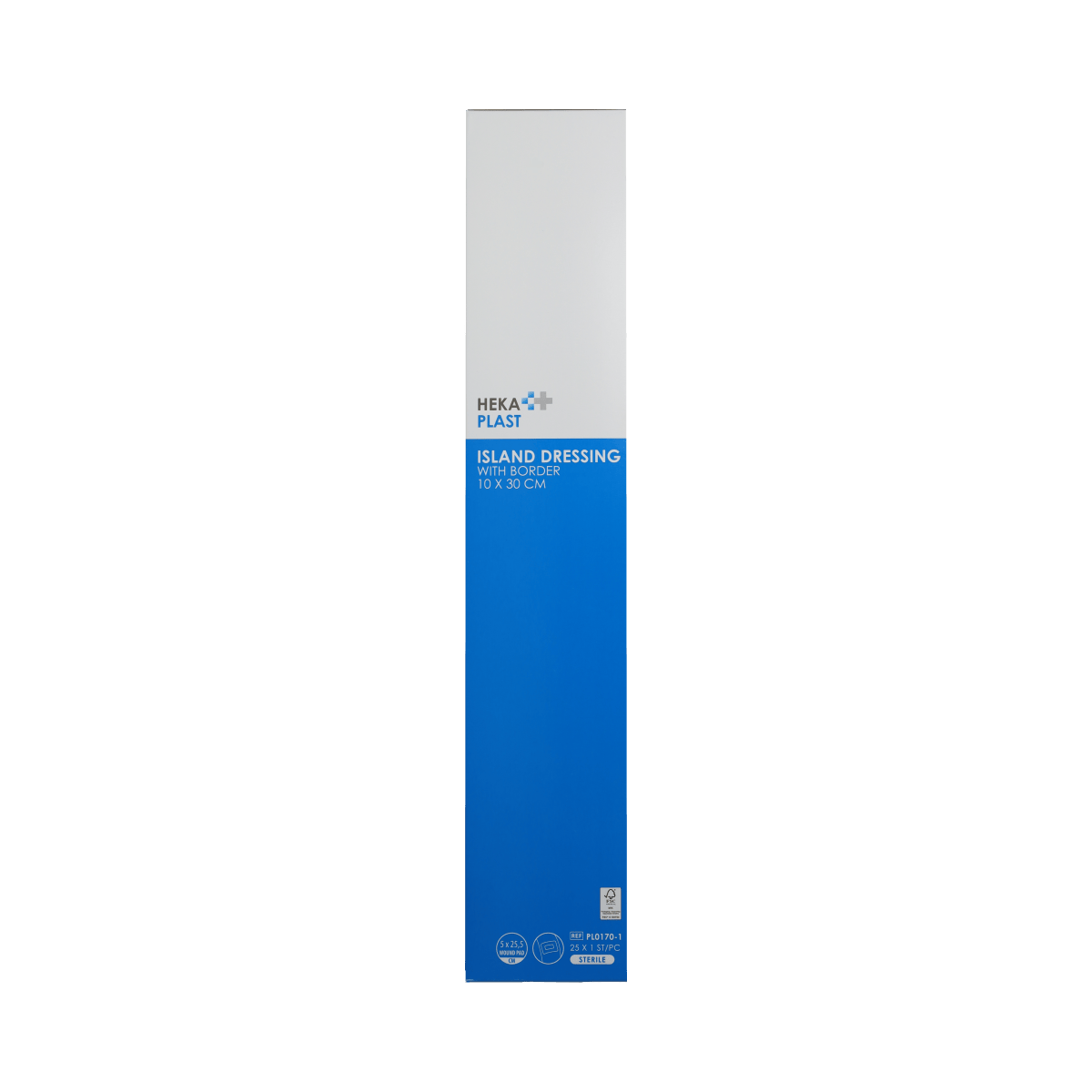 Hekaplast Border adhesive bandages, 10cm x 30cm, pack of 25, for wound care and skin protection.