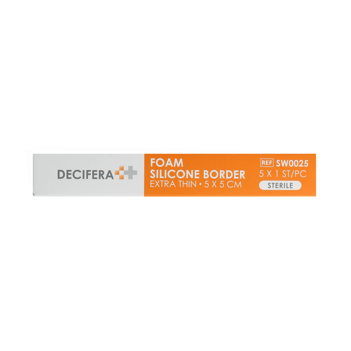 Decifera foam silicone border disinfectant pads, 5x5cm, set of 5 for wound care and infection prevention.