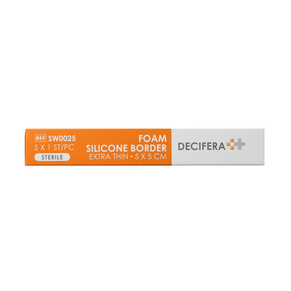 Decifera foam silicone border disinfectant, 5x5cm, 5-pack, used for wound care and infection prevention.