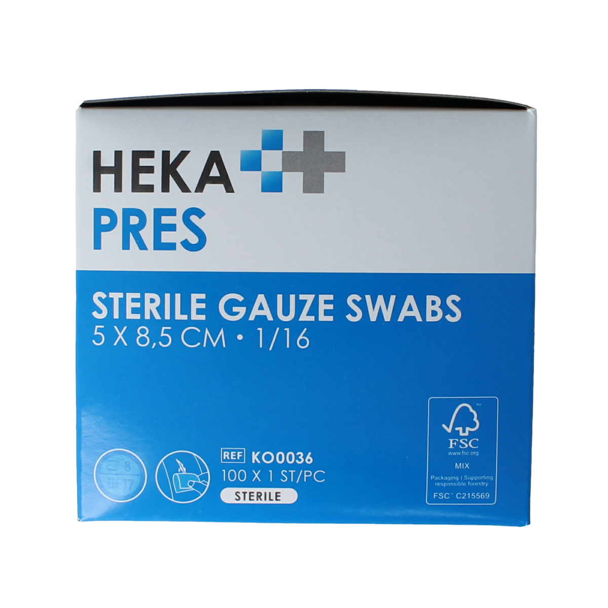 Hekapres Hydrofiel gauze compress 5x8.5cm, pack of 100 sterile gauze and compresses for medical use