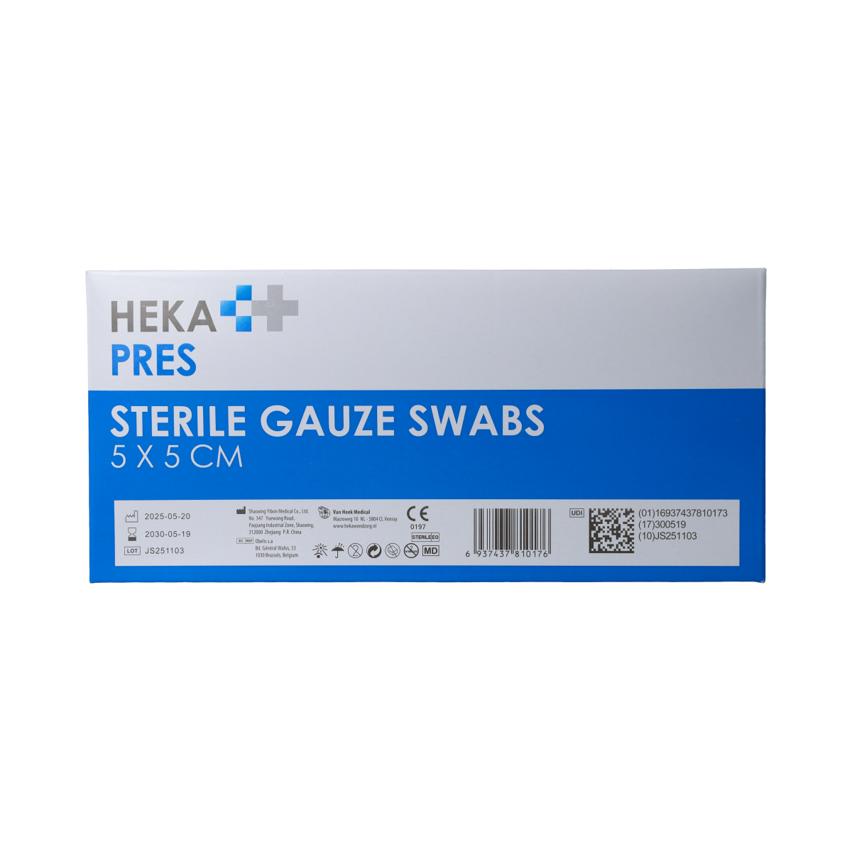 Hekapres Hydrofiel gaaskompres 5 x 5 steriel 100.00 Stuks