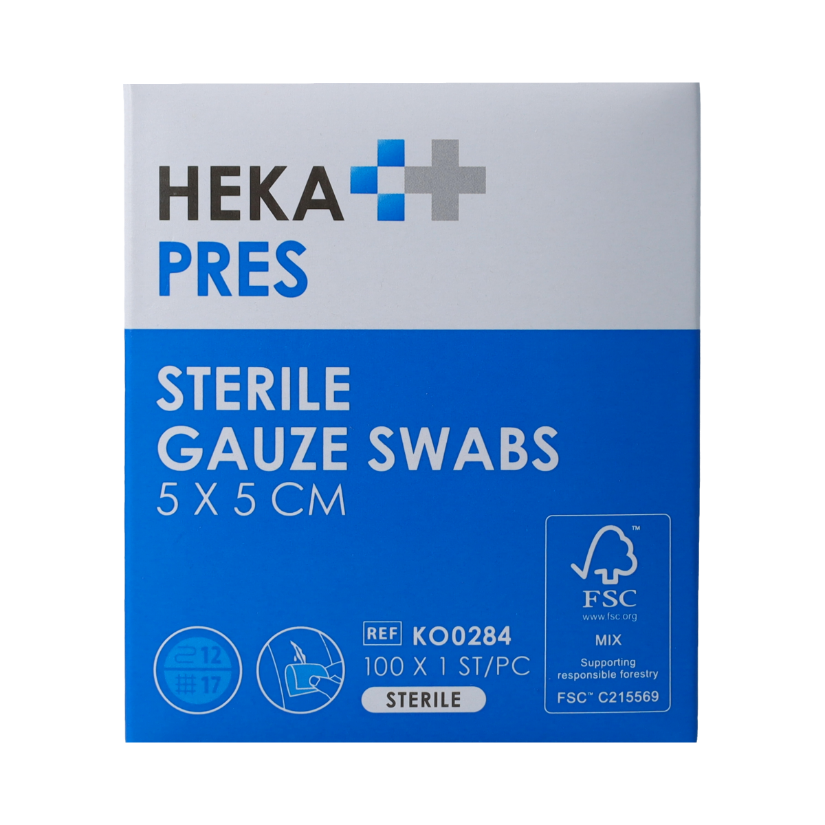 Hekapres Hydrofiel gaaskompres 5 x 5 steriel 100.00 Stuks