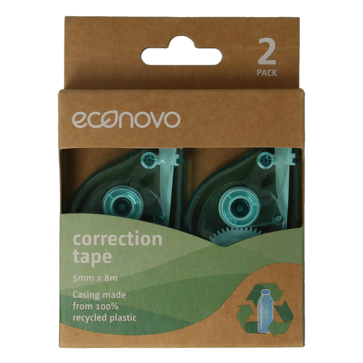 Econovo correctietape 2.00 in verpakking, kantoorartikel for snel en nauwkeurig papiercorrectie