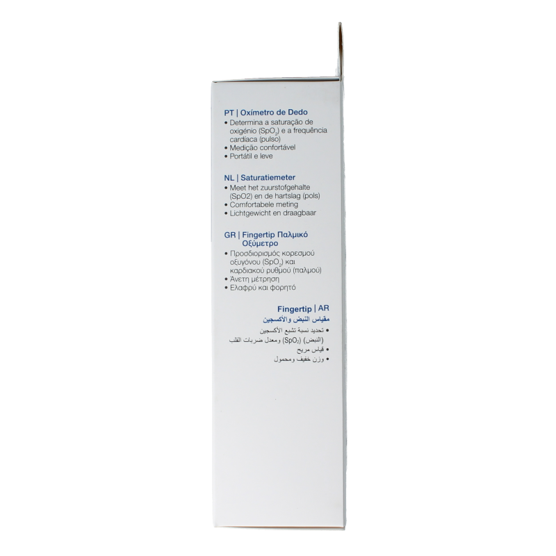 Microlife OXY210 pulse oximeter displaying blood oxygen levels and pulse rate on a digital screen.