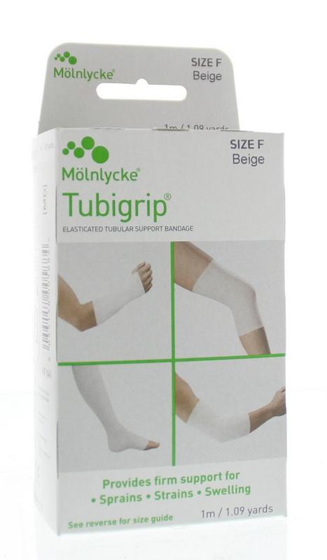 Tubigrip elastic tubular bandage for skin, 28-36cm, 1 meter length, flexible support for injuries and compression therapy.