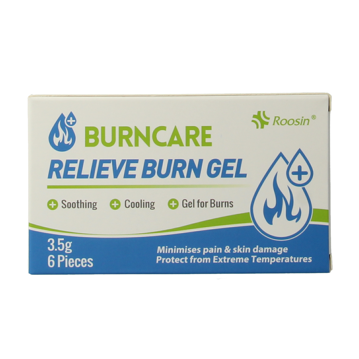Burncare Burncare Gel sachet 3.5g pack of 6, showing individual small gel sachets for burn wound treatment.