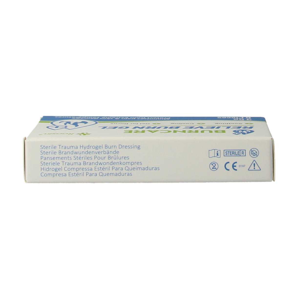 Burncare burn wound gel sachet 3.5g, pack of six, with a white and green packaging displaying the Burncare logo.