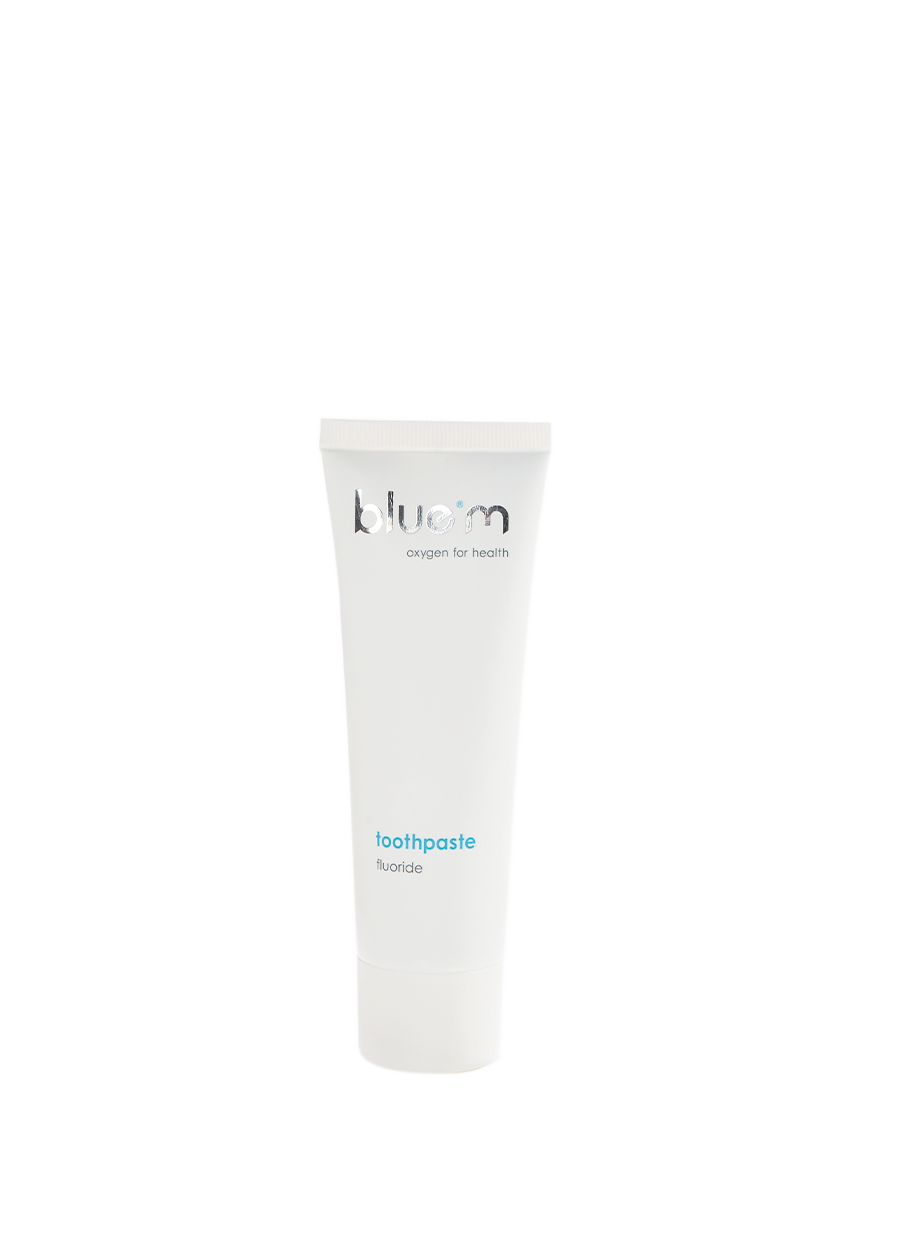 Bluem fluoride toothpaste in a 75ml tube, with a white and blue packaging, designed for effective dental cleaning.