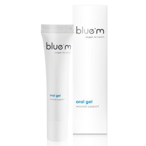 Bluem Oral Gel 15ml for oral hygiene and brushing control, shown in a small tube with a white and blue label.