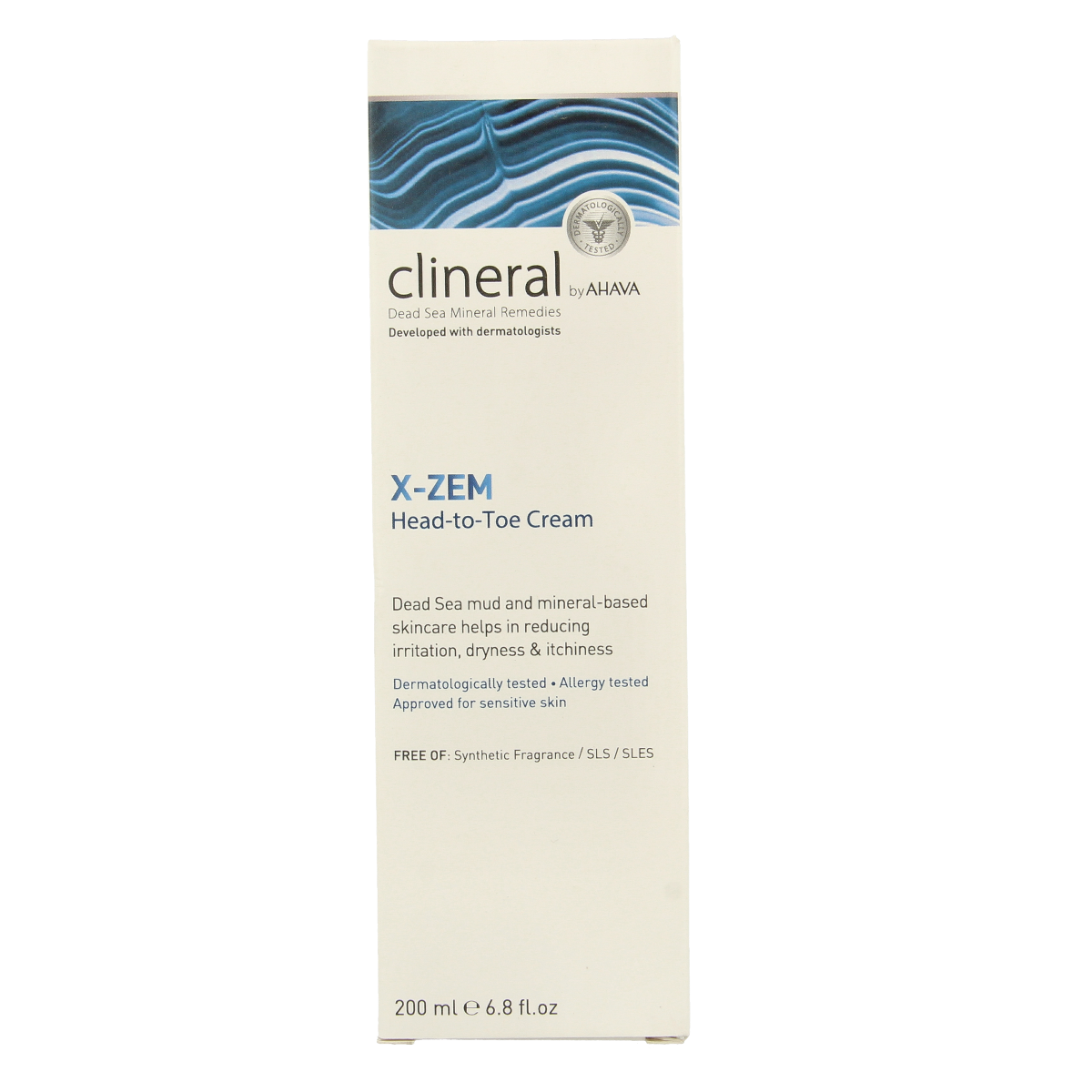 Ahava Clineral X-Zem head-to-toe cream in a 200ml jar, moisturizing body care product with natural ingredients.