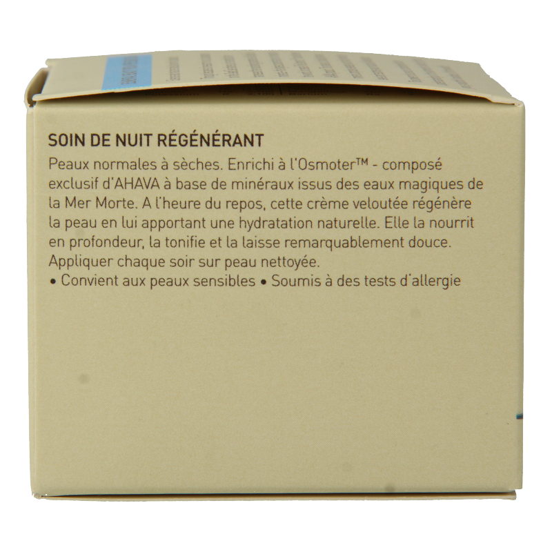 Ahava Night Replenisher for normal to dry skin in a 50ml jar, moisturizing facial skincare product.