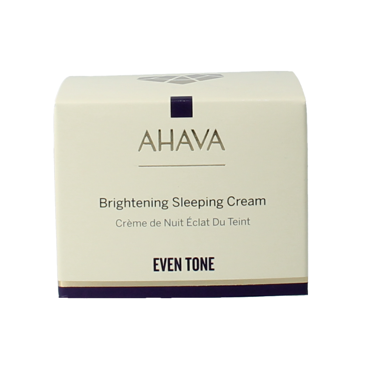 Ahava Age Control Even Tone Sleeping Cream 50ml jar with cream inside, facial skincare product for evening skin tone and anti-aging.