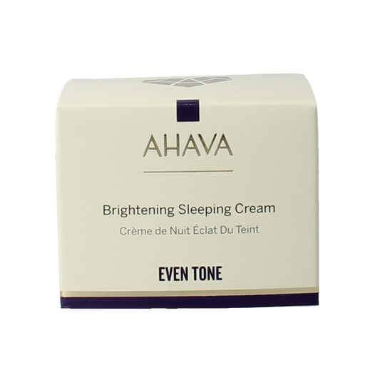 Ahava Age Control Even Tone Sleeping Cream 50ml jar with cream inside, facial skincare product for evening skin tone and anti-aging.
