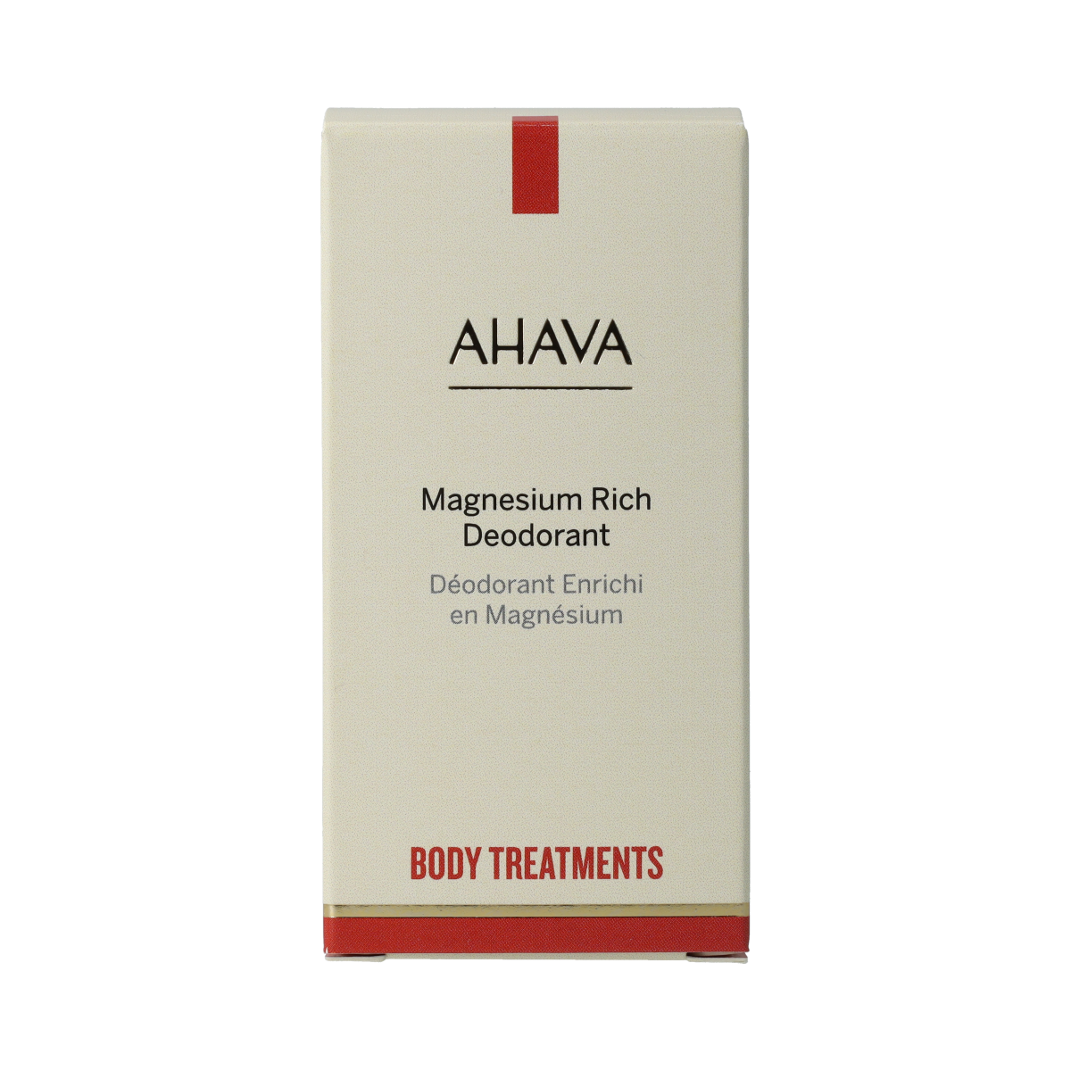 Ahava magnesium-rich women’s deodorant in a 50ml bottle, featuring a sleek container and natural skincare design.