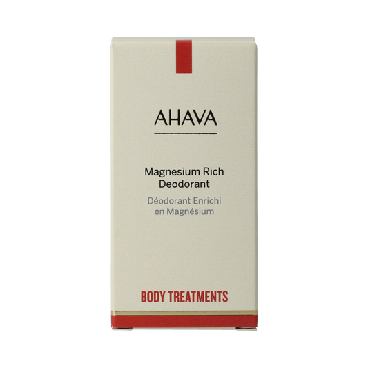 Ahava magnesium-rich women’s deodorant in a 50ml bottle, featuring a sleek container and natural skincare design.