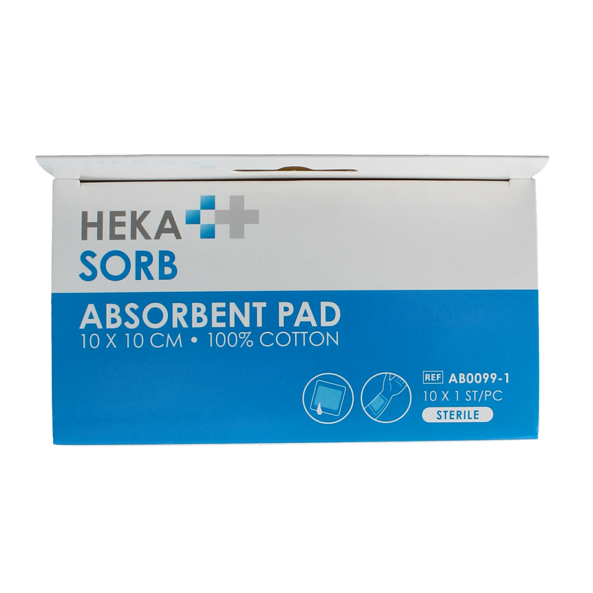 Sterile Hekasorb absorberende verbanden, 10x10cm, medical wound dressings, 10 pack, soft and highly absorbent.