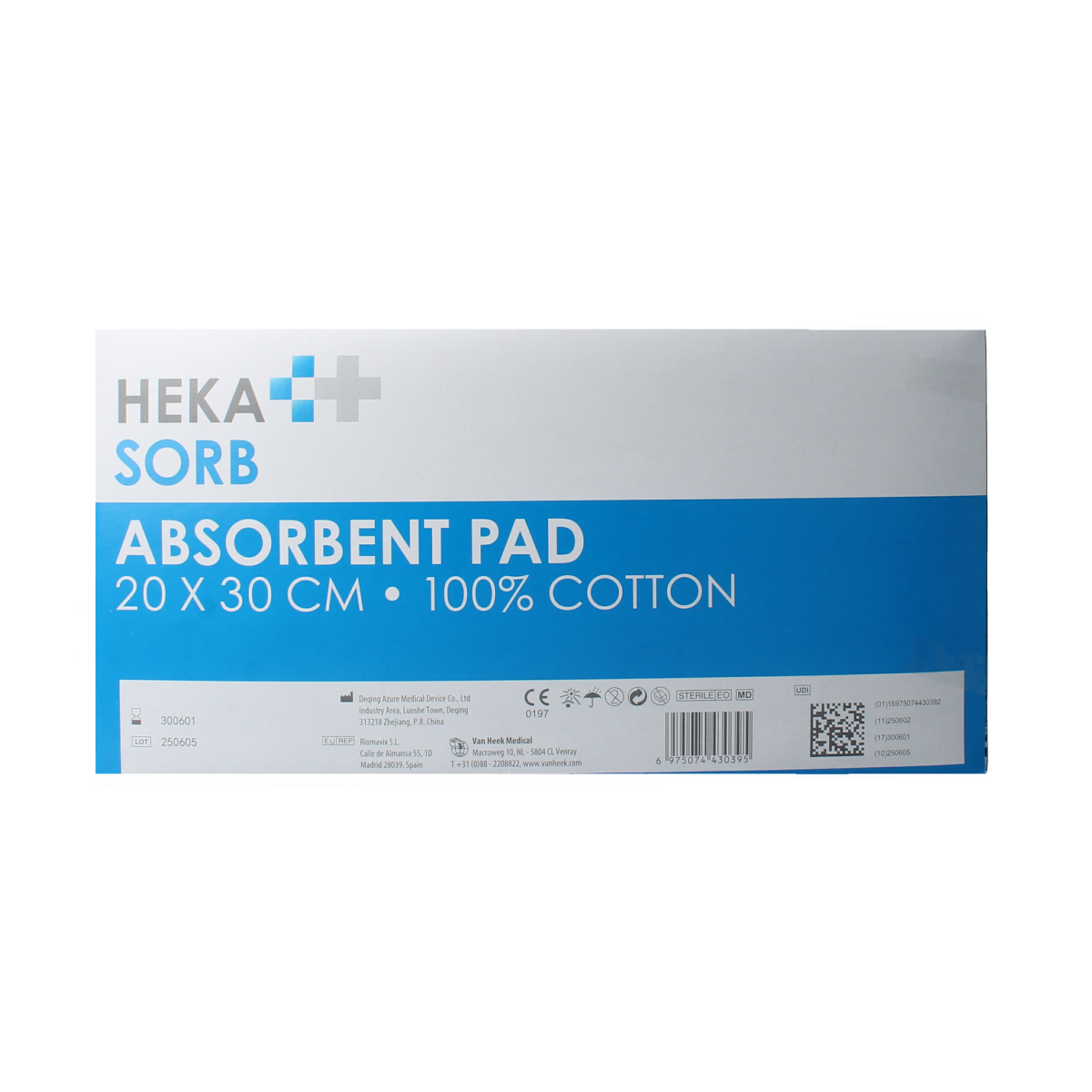 Hekasorb Absorberend verband 20x30 steriel  10.00 Stuks