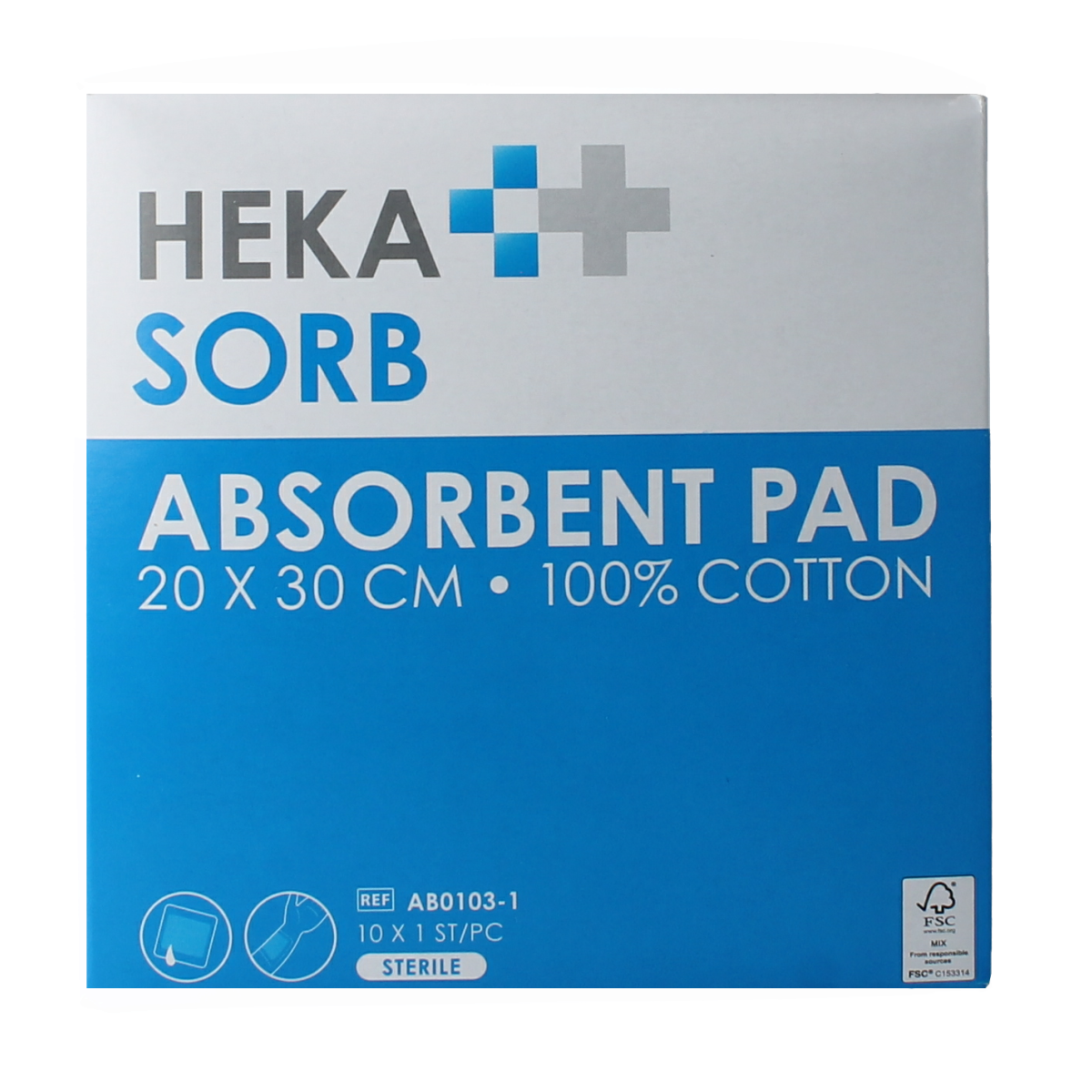 Hekasorb Absorberend verband 20x30 steriel  10.00 Stuks