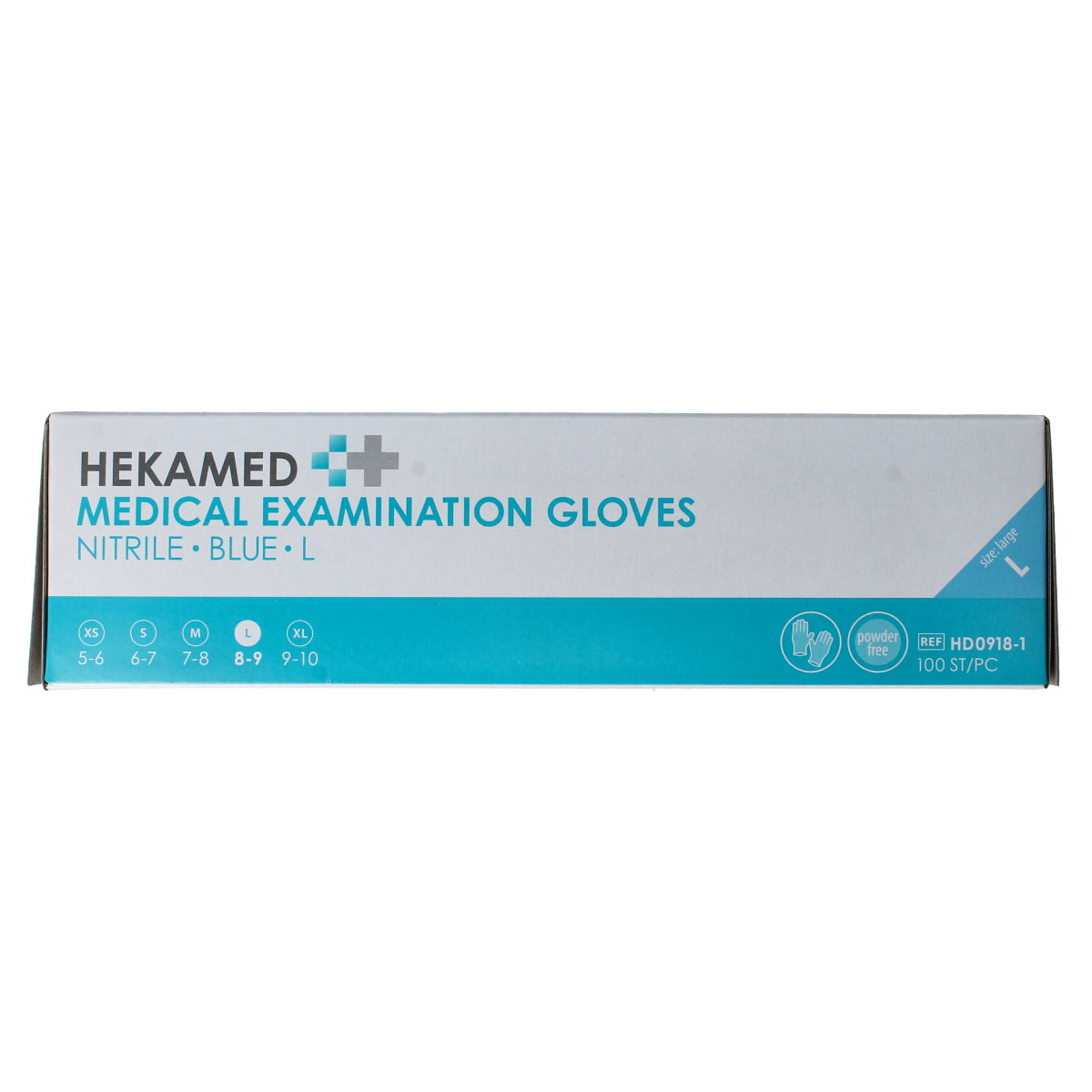 Heka Hekamed soft nitrile medical gloves, size L, stack of 100 disposable protective gloves for medical use