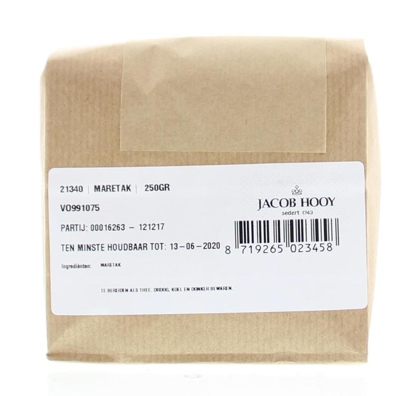 Sliced Maretak herbs in a jar from Jacob Hooy, 250 grams, part of herbal, salt, and meal mixes product line.