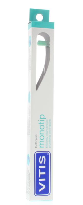Vitis Tandenborstel monotip, a single toothbrush with ergonomic handle and soft bristles for gentle oral cleaning.