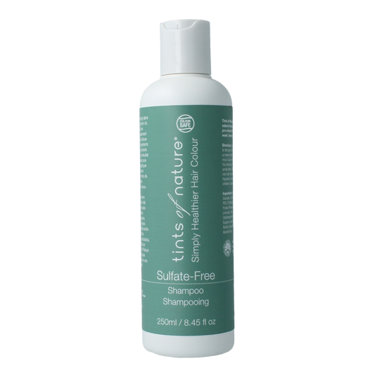 Sulfate-free Tints Of Nature shampoo in a 250ml bottle, designed for natural hair care and gentle cleansing.
