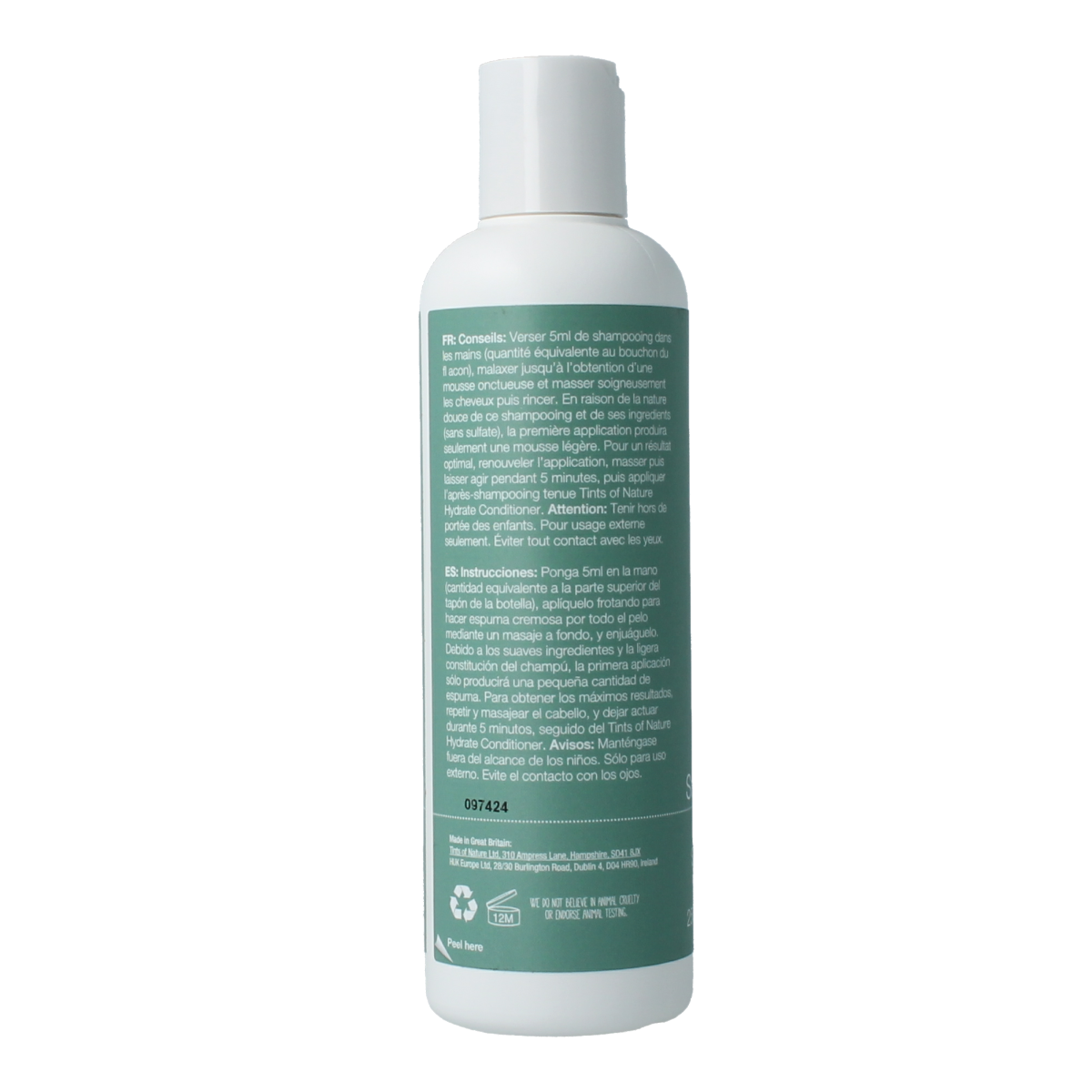 Tints Of Nature sulfate-free shampoo in a 250ml bottle, natural hair care product for gentle cleansing.
