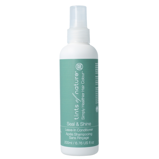 Tints Of Nature Seal & Shine hair care bottle, 200ml, natural hair treatment for glossy, healthy hair.