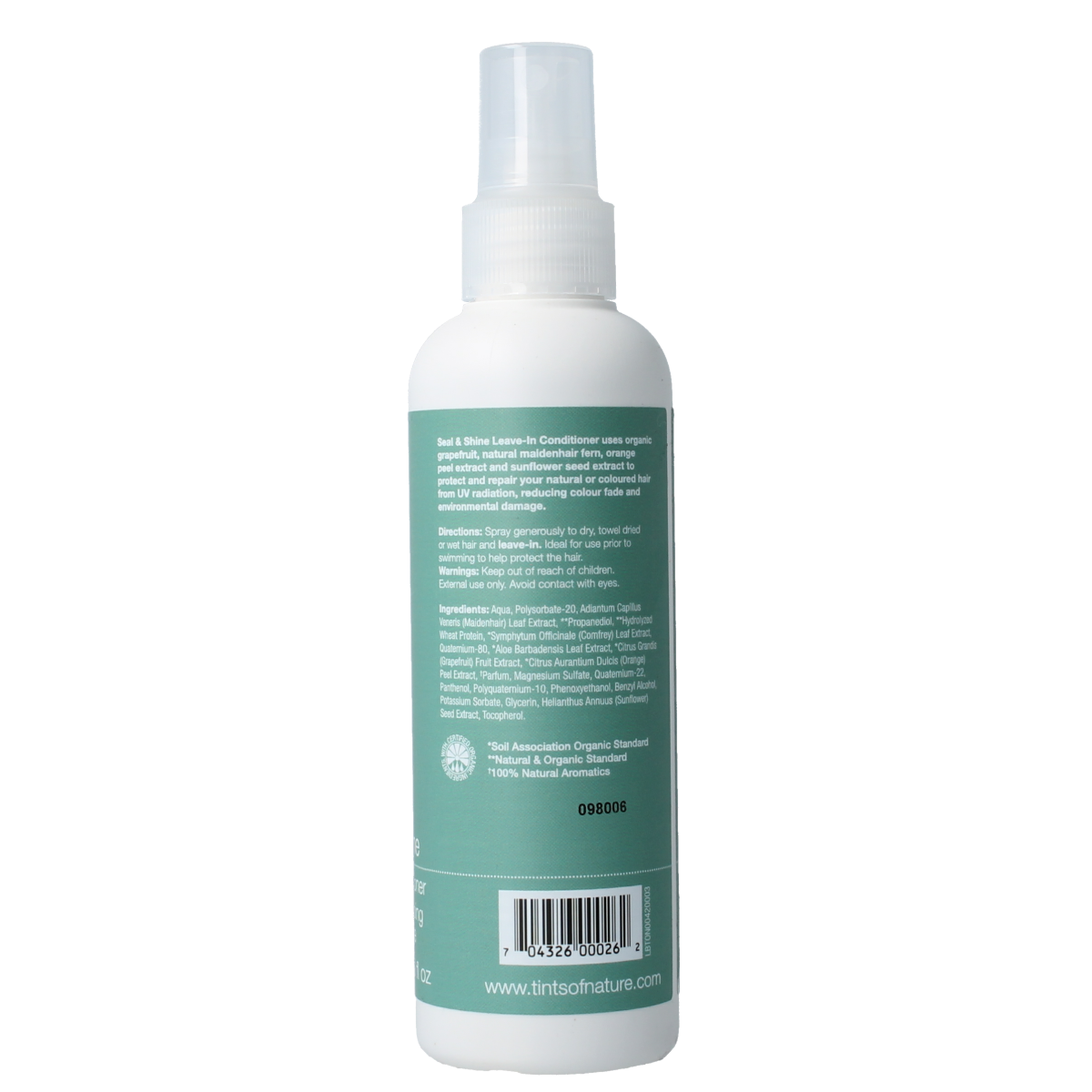 Tints Of Nature Seal & Shine hair care product in 200ml bottle, natural hair treatment for glossy, healthy hair.