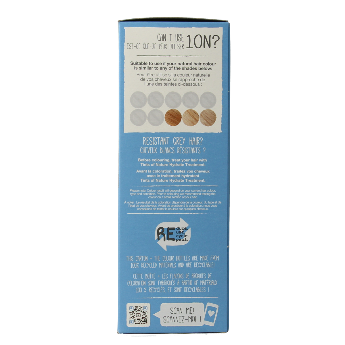 Tints Of Nature 10N platinum blond hair coloring set with a box of natural hair dye for blonde shades.