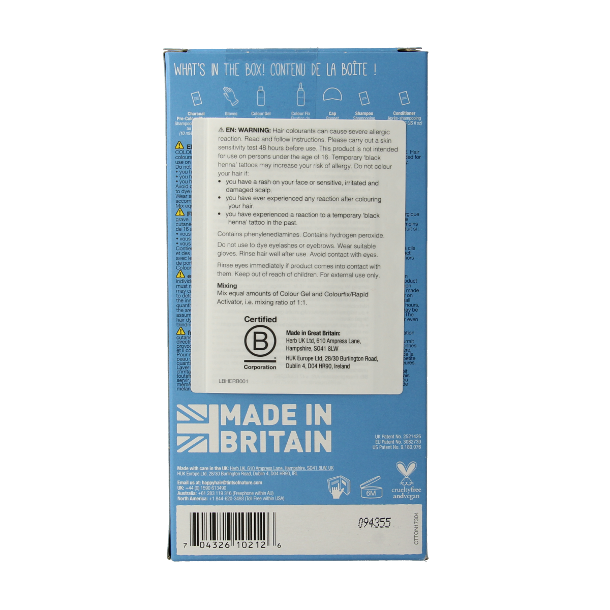 Tints Of Nature 4CH chocolade hair coloring tube, 130ml, natural brown hair dye with rich chocolate shade.