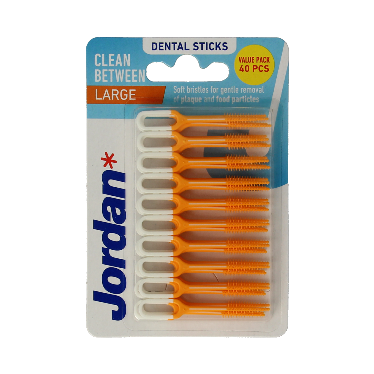 Jordan Clean large set of 40 toothpicks and dental ragers, perfect for oral hygiene, shown in the image.