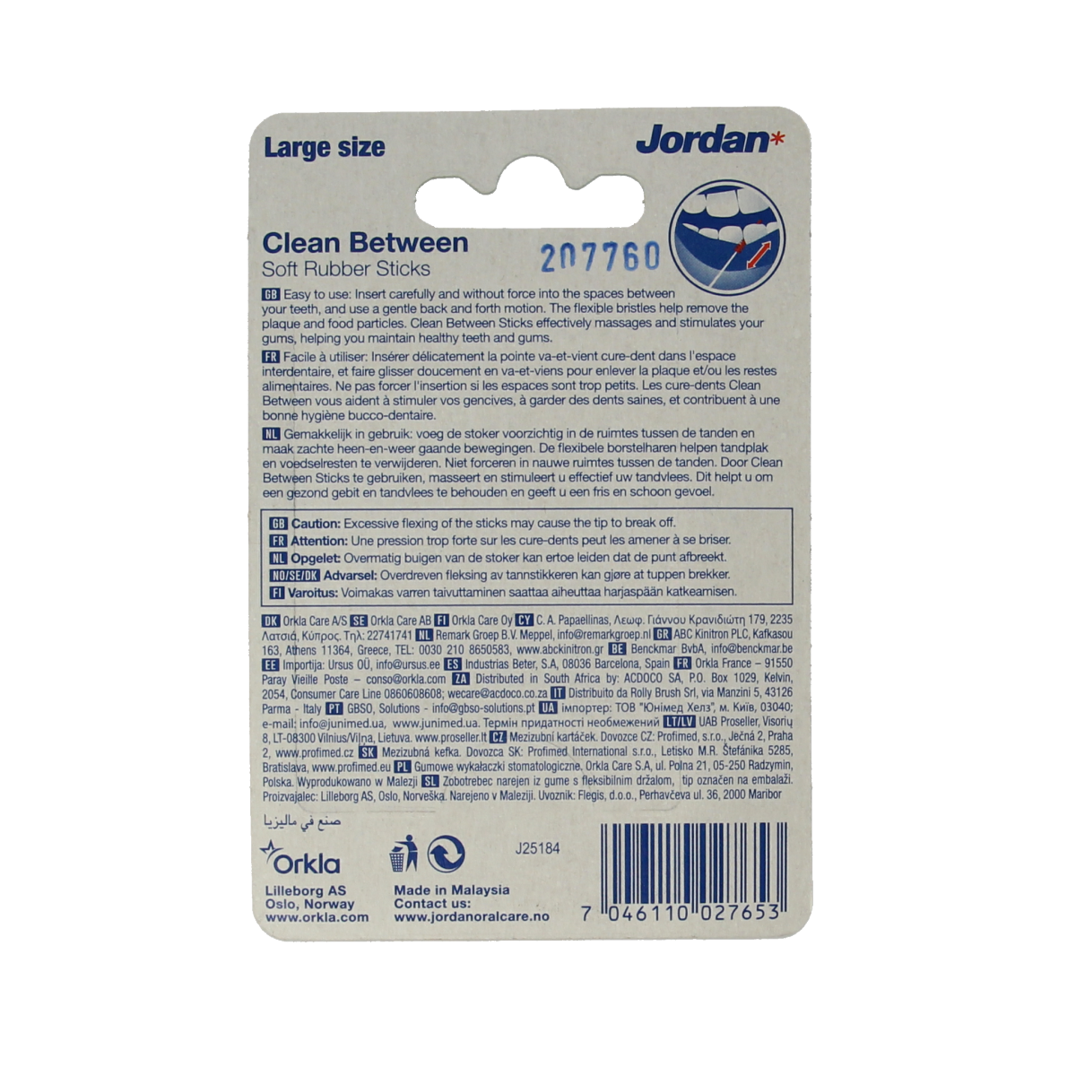 Jordan Clean between sticks large pack of 40 dental picks and ragers for oral hygiene, featuring durable plastic handles.