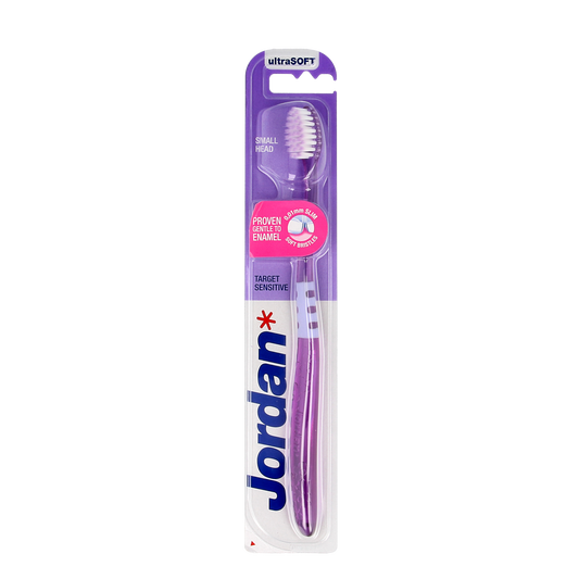 Jordan Tandenborstel target sensitive toothbrush with soft bristles, displayed in the image.