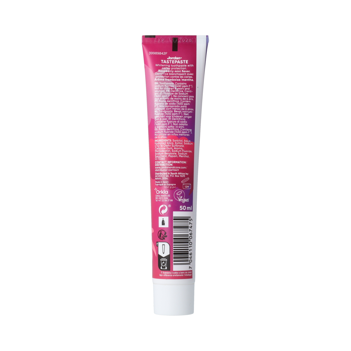 Jordan Jordan Tastepaste Raspberry Mint 50.00 Milliliter