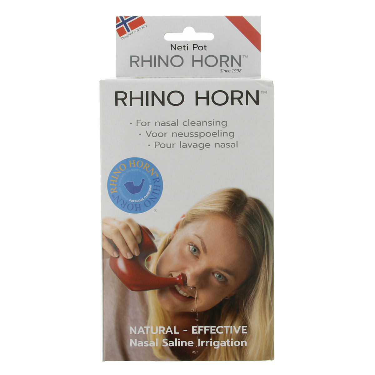 Rhino Horn Neusspoeler rood for nasal care and inhalation, shown in red color, designed for effective nasal hygiene.