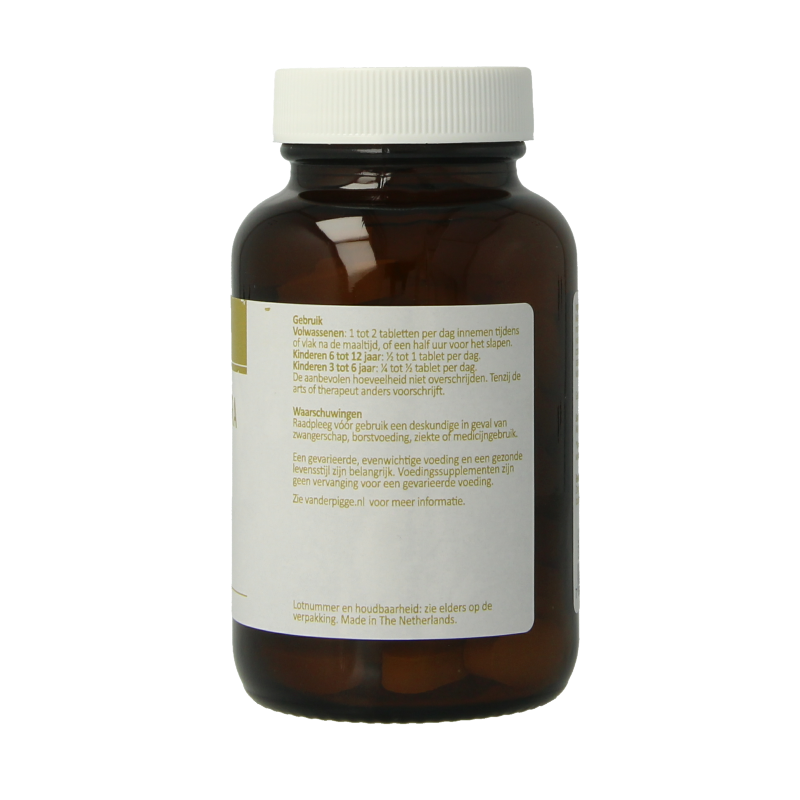 Van der Pigge Magnesium Ultra 60 tablets mineral supplement, showing the bottle and tablets on a white background.