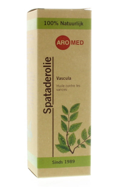 Aromed Vascula spatader olie 50ml for varicose vein care, showing the 50ml bottle of herbal treatment for leg skin health.