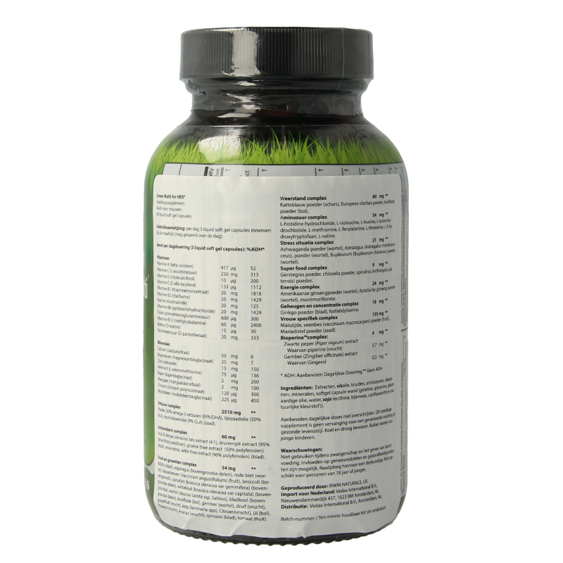 Irwin Naturals Living Green liquid gel multi for women, 90 softgels, dietary supplement with green vegetable extracts.