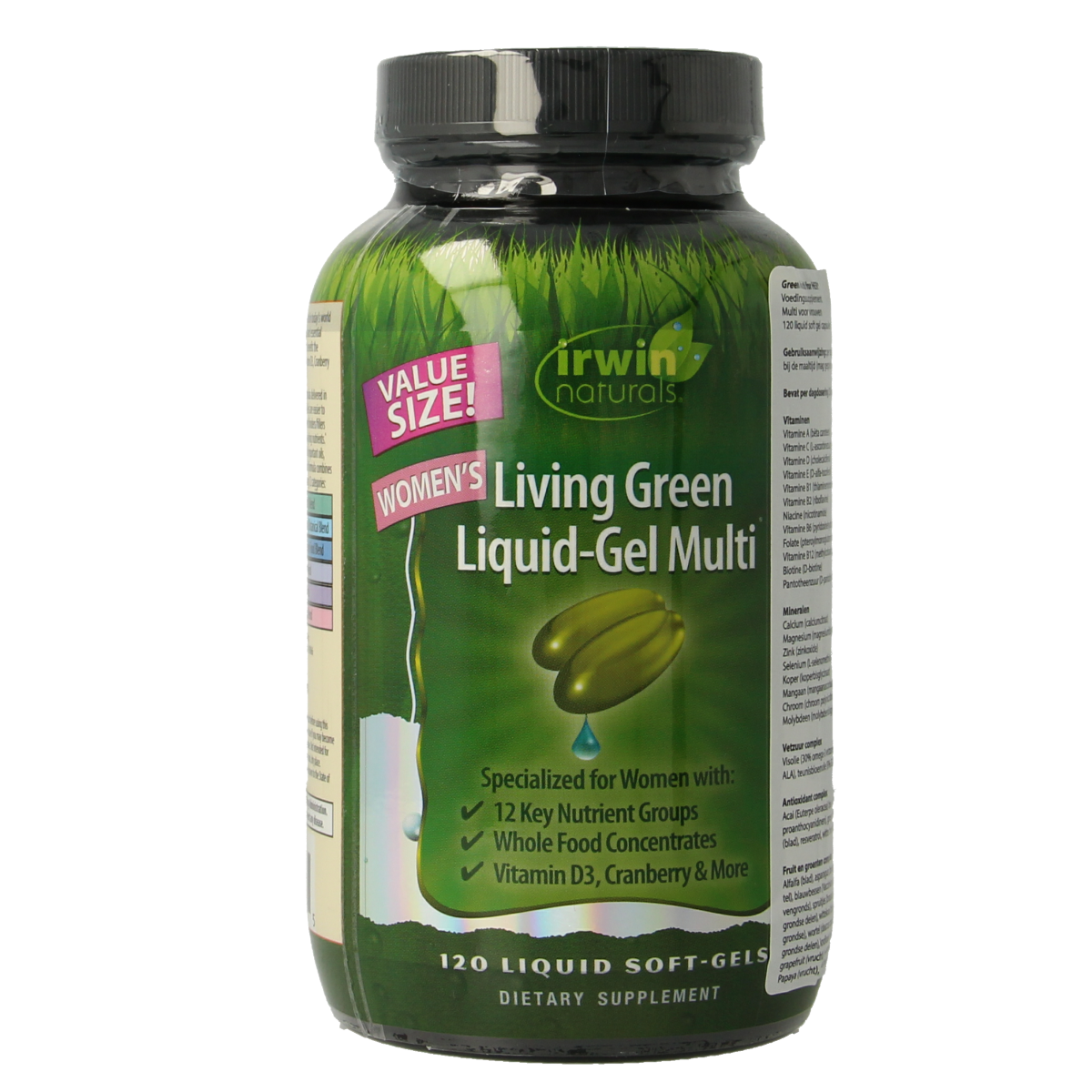 Irwin Naturals Living Green Liquid Gel Multi for Women, 120 softgels, dietary supplement with vitamins and minerals
