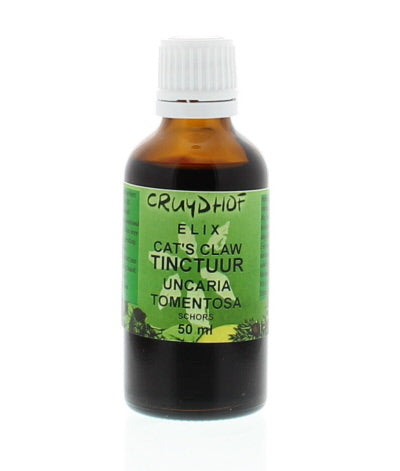 Elix Cat's Claw tincture in 50ml bottle, herbal supplement from Elix, with a dark dropper bottle and herbal label visible.