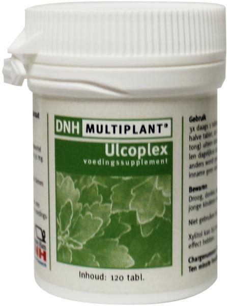 DNH Ulcoplex Multiplant herbal supplement tablets in a blister pack, natural herbal remedy for digestive health.